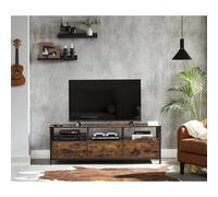 TV Stand Cabinet 3 Drawers 3 Open Shelves Steel Frame Large VASAGLE Brown One Size