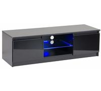 TV Stand Cabinet Black with Lights Modern 140cm for 50"- 65" TV's Open Shelf
