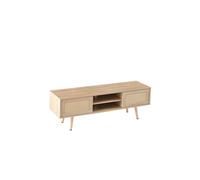 TV Stand Cabinet Modern Scandi Style Light Wood rattan panel sliding doors 140cm wide