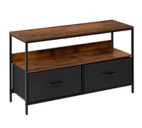 HOMCOM TV Cabinet - TV Console Unit with 2 Foldable Linen Drawers Rustic Brown | TJ Hughes