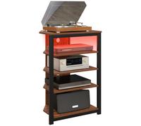 TV Stand Corner Brown Particleboard & Steel 60x40x86cm 4-Tier RGB LED Small Unit