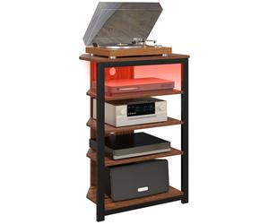 TV Stand Corner Brown Particleboard & Steel 60x40x86cm 4-Tier RGB LED Small Unit