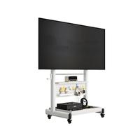 TV Stand, Floor-Standing, Movable, Heavy-Duty, Hand-Crank Adjustable Trolley for 50"-120" Screens, Wheeled and Artistic Design