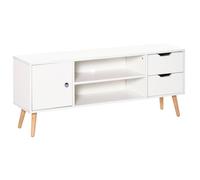 TV Stand for TVs up to 50", TV Console Cabinet Open Storage Shelf Drawers White