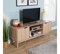 Home Source Nordica 2 Door TV Stand 2 Drawers Entertainment Unit Media Storage Cabinet, Brown