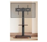 TV Stand Mobile TV Stand for 37-75 Inch LCD Flat/Curved Panel Screen TVs, Rotatable Tilt TV Cart Holds up to 132 Lbs, Portable Stand with Shelf,Natural,Brown-A