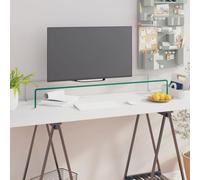 TV Stand/Monitor Riser Glass Clear 100x30x13 cm-Furniture,Entertainment Centres & TV Stands