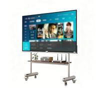 TV Stand on Wheels for 43-75 Inch TVs, Adjustable Height Rolling Mobile Cart with Shelf