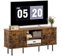 TV Stand Rustic Brown 120cm Media Console MDF Steel 55in TV Storage with Shelves