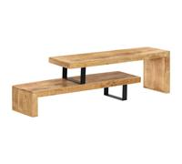 TV Stand Solid Mango Wood Vintage Natural Brown 115x30x40cm Adjustable Iron Legs