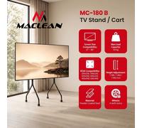 TV Stand TV Trolley 37-80" 50 kg Black VESA 600×400 Maclean