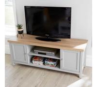 TV Stand Two Tone 2 Door Cabinet Television Unit Open Shelf 36mm Oak Top