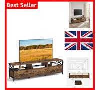 TV Stand Unit for 80 Inch TVs, Industrial Style, Vintage Brown & Black