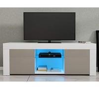 TV Stand with LED Lights Modern TV Unit Cabinet Stand Sideboard Matt Body and High Gloss Doors with 2 Cabinets Living Room Entertainment Center Media Console Table