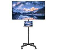 TV Stand with Wheels, Height Adjustable TV Cart with Media Tray, Tilting TV Mount with 2 Level Height Adjustment, Mobile TV Stand for 23-60 Inch LED/LCD/OLED TV, Max 25kg, VES