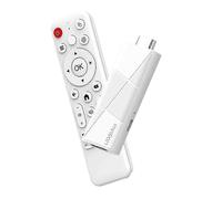 TV Stick Media Player with Remote Control, Android 14, Rockchip 3518 Processor, Wi-Fi 6, 4K Ultra HDR, 3D, Bluetooth 5.4, ABS, White