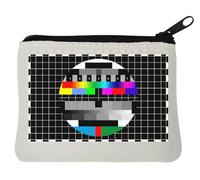Tv Test Pattern Hipster Oldschool Art Neoprene Coin Purse Pouch 10x11cm White