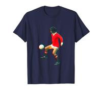 TV Times George Best Playing with Manchester United T-Shirt, Men, Navy Blue, Large