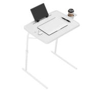 TV Tray Table, TV Dinner Tray for Eating, Adjustable Folding Laptop Table with Book Stand, Cup Holder & Tablet, Portable Study Table with 6 Heights & 3 Tilt Angles