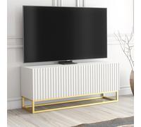 TV Unit 100cm Ripple - White with Fluted Doors