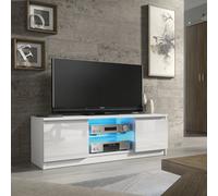 Mex Furniture Stunning 120cm TV Unit Modern Cabinet TV Stand White High Gloss Free LED - 120 cm - MDF/Chipboard - White Matt Body & White Gloss Doors