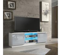Mex Furniture LTD TV Unit with LED Lighting & Gloss Doors / 120cm in Light Grey Mex Furniture LTD Light Grey