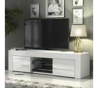 Tv Unit 130Cm Modern White With High Gloss Doors - Creative Furniture
