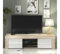 TV Unit 130cm - Oak & White Gloss Doors