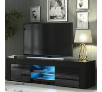 Tv Unit 130Cm Sideboard Cabinet Cupboard Tv Stand Living Room High Gloss Doors - Black