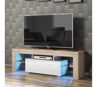 Mex Furniture LTD TV Unit with LED Lighting & Gloss Doors / 130cm in Light Oak Mex Furniture LTD Light Oak