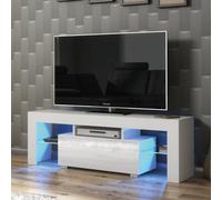Tv Unit 130Cm Sideboard Cabinet Cupboard Tv Stand Living Room High Gloss Doors - White