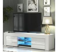Mex Furniture LTD TV Unit with LED Lights & Gloss Doors / 130cm in White Mex Furniture LTD White