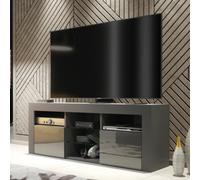Tv Unit 145Cm Modern Dark Grey With High Gloss Doors - Creative Furniture