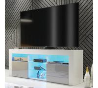Mex Furniture Stylish 145cm Modern TV Unit with and Grey High Gloss Doors - 145 cm - 1 - White Matt Body & Grey Gloss Doors