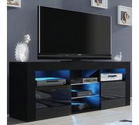 Mex Furniture LTD TV Unit with LED Lighting & Gloss Doors / 145cm in Black Mex Furniture LTD Black