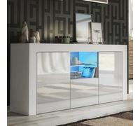 Tv Unit 145Cm Sideboard Cabinet Cupboard Tv Stand Living Room High Gloss Doors - White