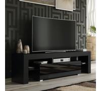 Tv Unit 160Cm Modern Black With High Gloss Doors - Creative Furniture