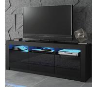 Mex Furniture Spacious 160cm TV Unit & Cabinet with Black High Gloss Doors - 160 cm - 1 - MDF/Chipboard