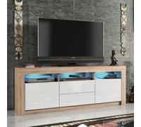 Mex Furniture LTD TV Unit 160cm Modern - Matt Body & Gloss Doors in Light Oak Mex Furniture LTD Light Oak
