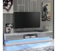 Tv Unit 180Cm Sideboard Cabinet Cupboard Tv Stand Living Room High Gloss Doors - White & Grey