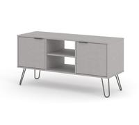 TV Unit 2 Door Industrial with Adjustable Shelves and Metal Hairpin Legs