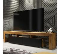 TV Unit 200cm Nova - Dark Oak & Black Matt Doors