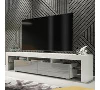 TV Unit 200cm Nova - White & Grey Gloss Doors