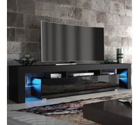 Tv Unit 200Cm Sideboard Cabinet Cupboard Tv Stand Living Room High Gloss Doors - Black
