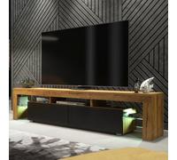 Tv Unit 200Cm Sideboard Cabinet Cupboard Tv Stand Living Room High Matt Doors - Oak & Black