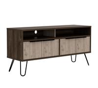 TV Unit 4 Door Smoked Oak Industrial Design Black Metal Hairpin Legs