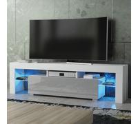 Tv Unit Aria 160Cm - White & Grey Gloss Doors And Led Lights