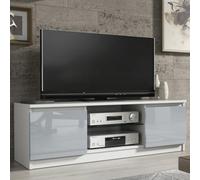 Tv Unit Aura 120Cm - White & Grey Gloss Doors