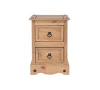Core Products Corona 2 Drawer Petite Bedside Cabinet Antique Waxed Pine, Brown