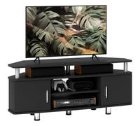 TV Unit Cabinet Black 120W x 52H x 39.5Dcm Aluminium Legs 55-inch Storage Shelf